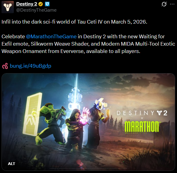 Destiny 2 x Marathon collaboration 