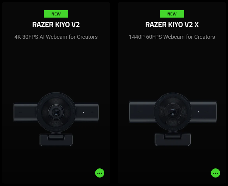 Razer gives Kiyo V2 a fresh look and adds AI face retouching via Camo Studio 2 Razer Kiyo V2 and Kiyo V2 X - Screenshot from Razer website