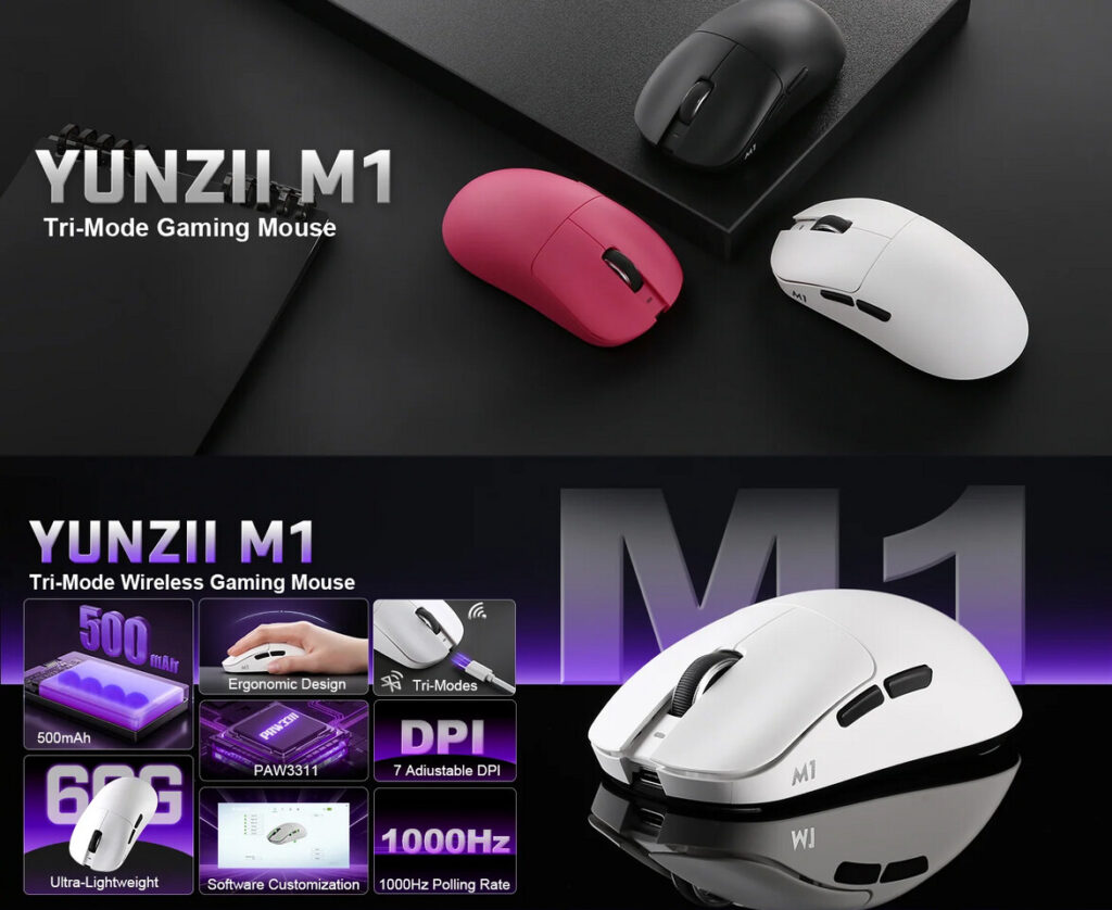 Yunzii M1 mouse brings impressive lightweight design and smooth tri mode performance 2 Yunzii M1 mouse